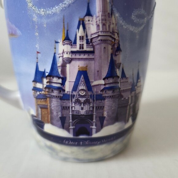 Walt Disney World Coffee Mug Raised 3D Cinderella Castle Tinkerbell Glitter - Picture 10 of 10
